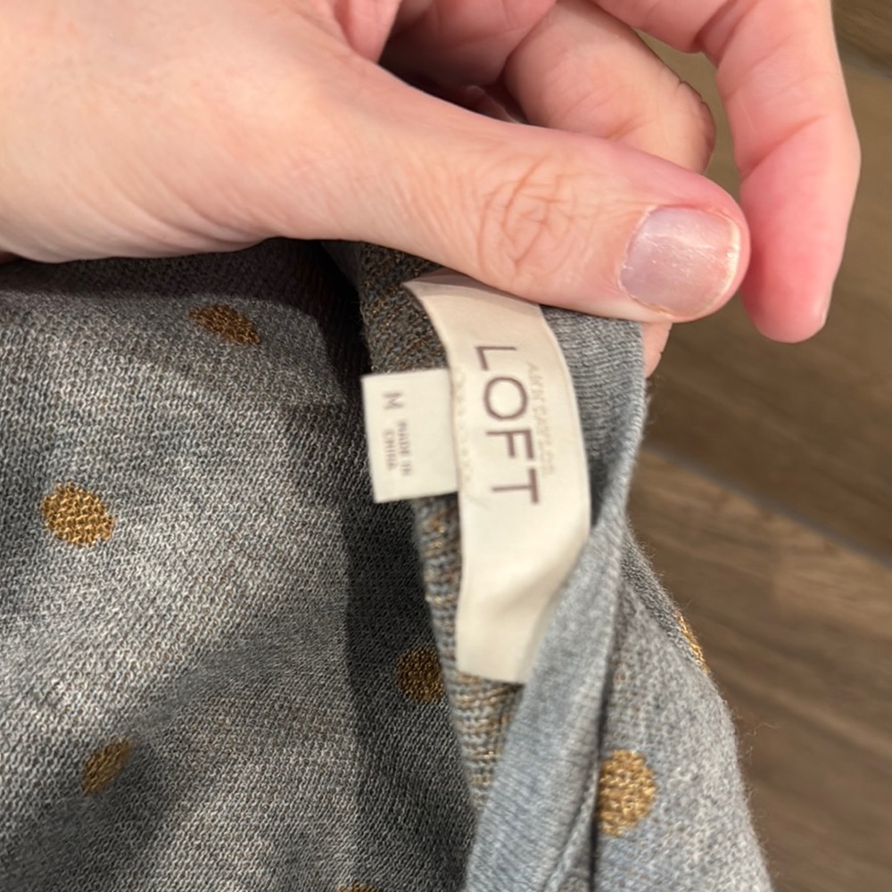 Gray Sweater with Gold Polka Dots - Picture 2 of 4